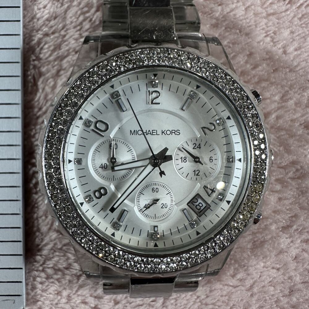 Michael Kors MK5397 Glitz Chronograph Watch Clear Acrylic